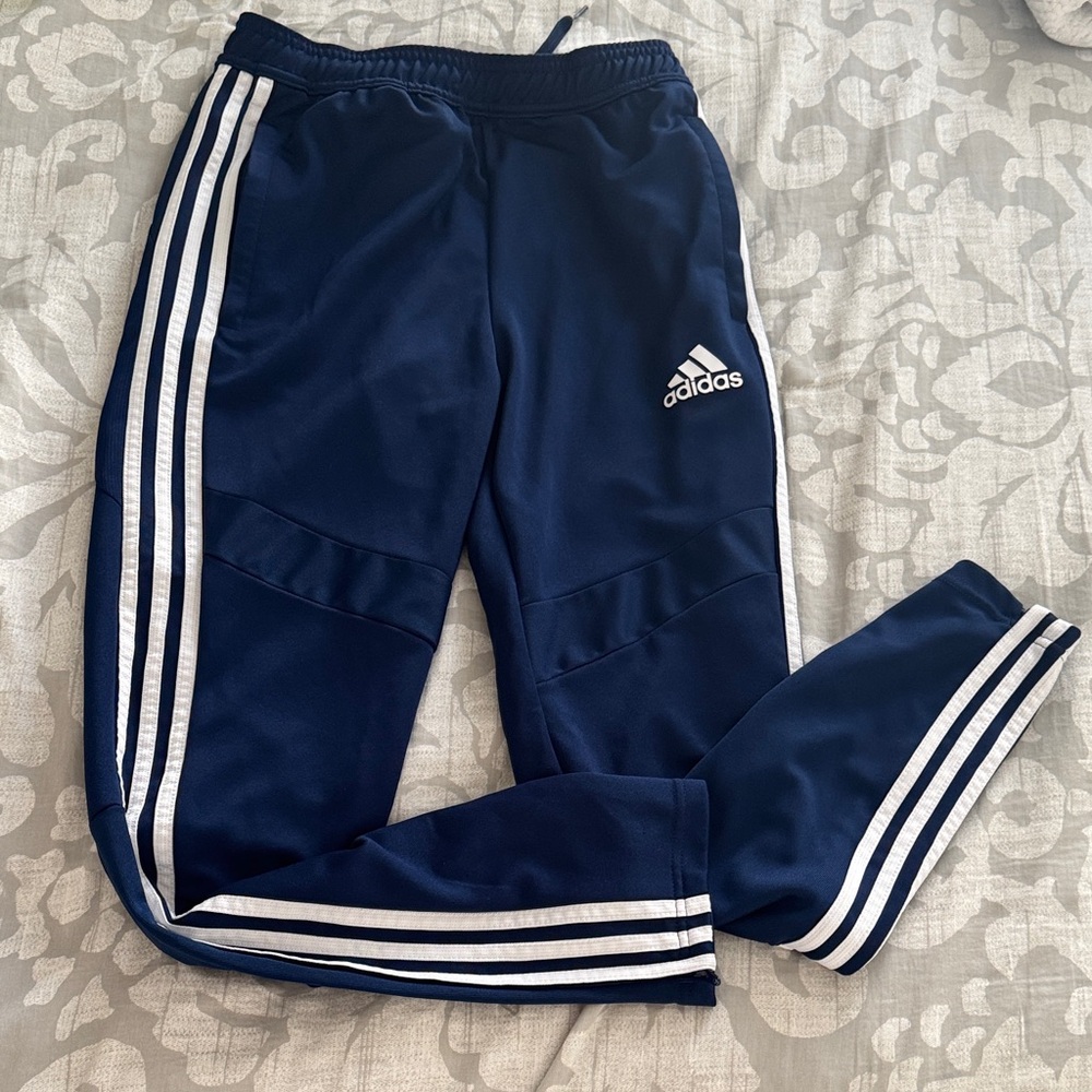Adidas Kids Dark Blue Joggers with White Stripes